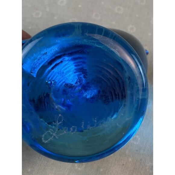 Bluebird of Happiness Signed Leo Ward 1991 ~ Blue Glass Bird Figurine EUC - Picture 9 of 9
